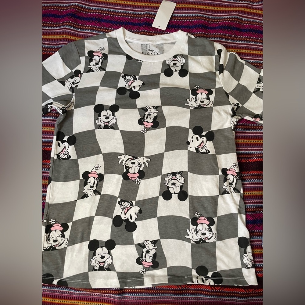 Disney Mickey Mouse Gray and White Checkered Tee - Picture 10 of 10